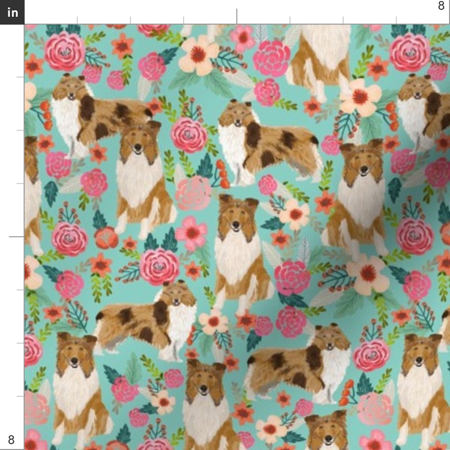 Universal Charging and Data Transmission line Rough Collie Florals Fabric Cute Collies Design Best Collie Dog Fabric Floral Vintage Florals Les Fleurs Fabric