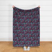 roses // vintage style roses floral fabric navy blue and pink rose fabric cute girls fabric les fleurs fabric florals