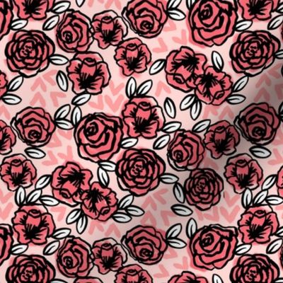 roses // pink florals vintage roses rose fabric pink flowers floral design