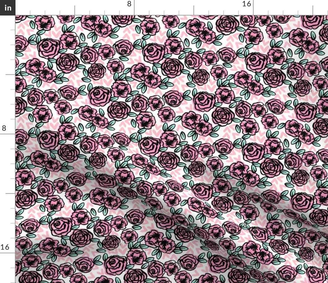 roses // vintage rose floral fabric cute roses fabric pink rose fabric best vintage florals rose fabric