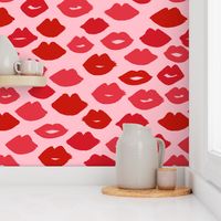 lips // pink lips lipstick valentines fabric beauty lipstick girls makeup fabric design