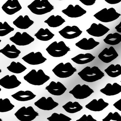 lips // black and white lipstick lips fabric cute beauty makeup girls lipstick fabric valentines day fabric print pattern andrea lauren fabric andrea lauren design