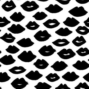 lips // black and white lipstick lips fabric cute beauty makeup girls lipstick fabric valentines day fabric print pattern andrea lauren fabric andrea lauren design