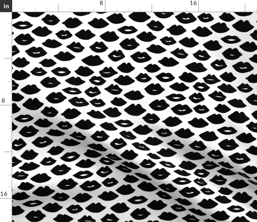 lips // black and white lipstick lips fabric cute beauty makeup girls lipstick fabric valentines day fabric print pattern andrea lauren fabric andrea lauren design