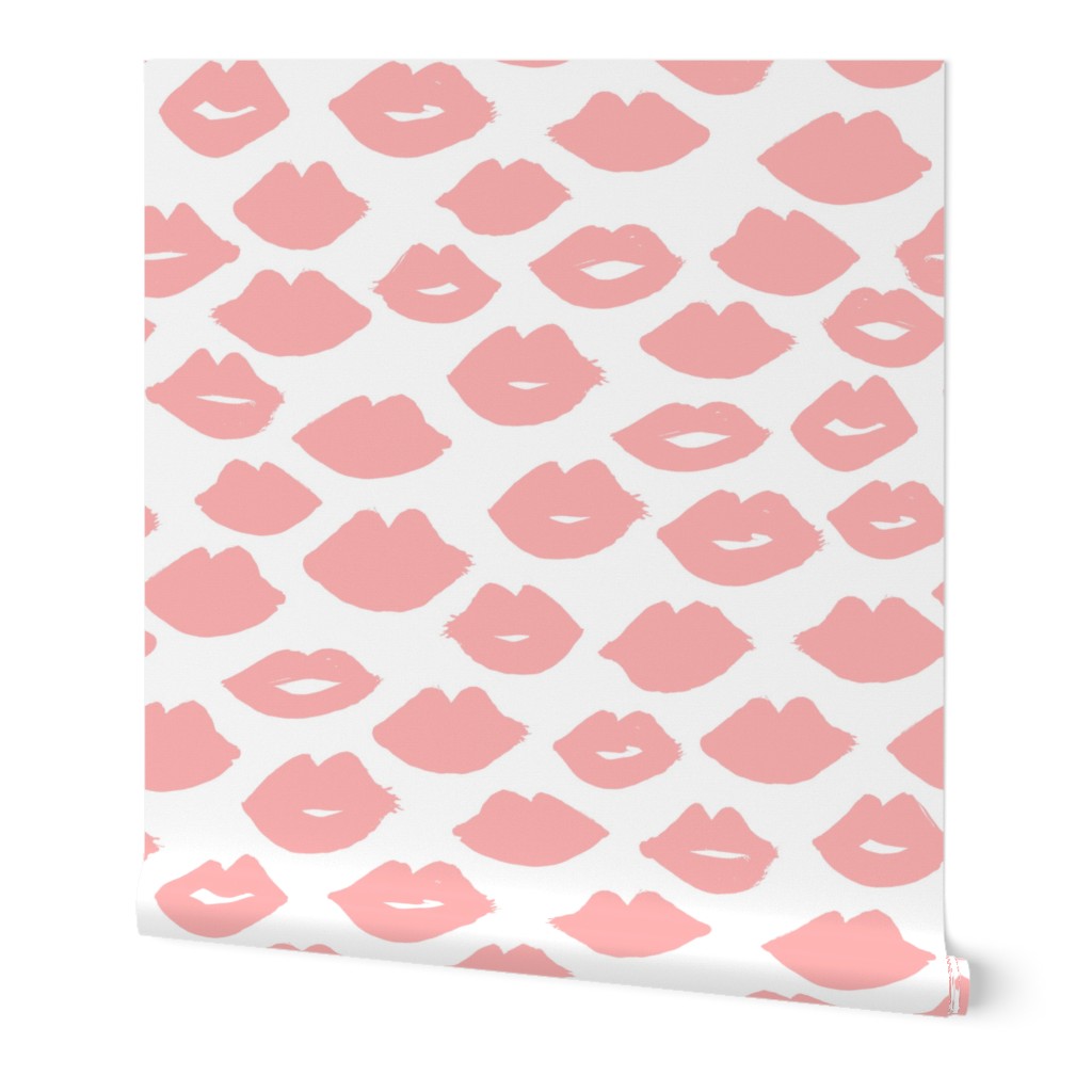 lips // lipstick pink lips kiss kisses fabric cute valentines print pattern illustration andrea lauren fabric andrea lauren design