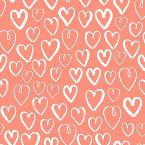 hearts // blush hearts valentines peach coral heart fabric girls hearts fabric baby nursery cute hearts design