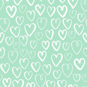 hearts // mint heart fabric cute hearts design print pattern illustration mint hearts pattern andrea lauren fabric andrea lauren design