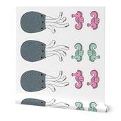 Jelly Fish and sea horse home decoration pillow for kids easy to sew