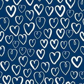 hearts // navy blue hearts fabric love hearts pattern print andrea lauren fabric
