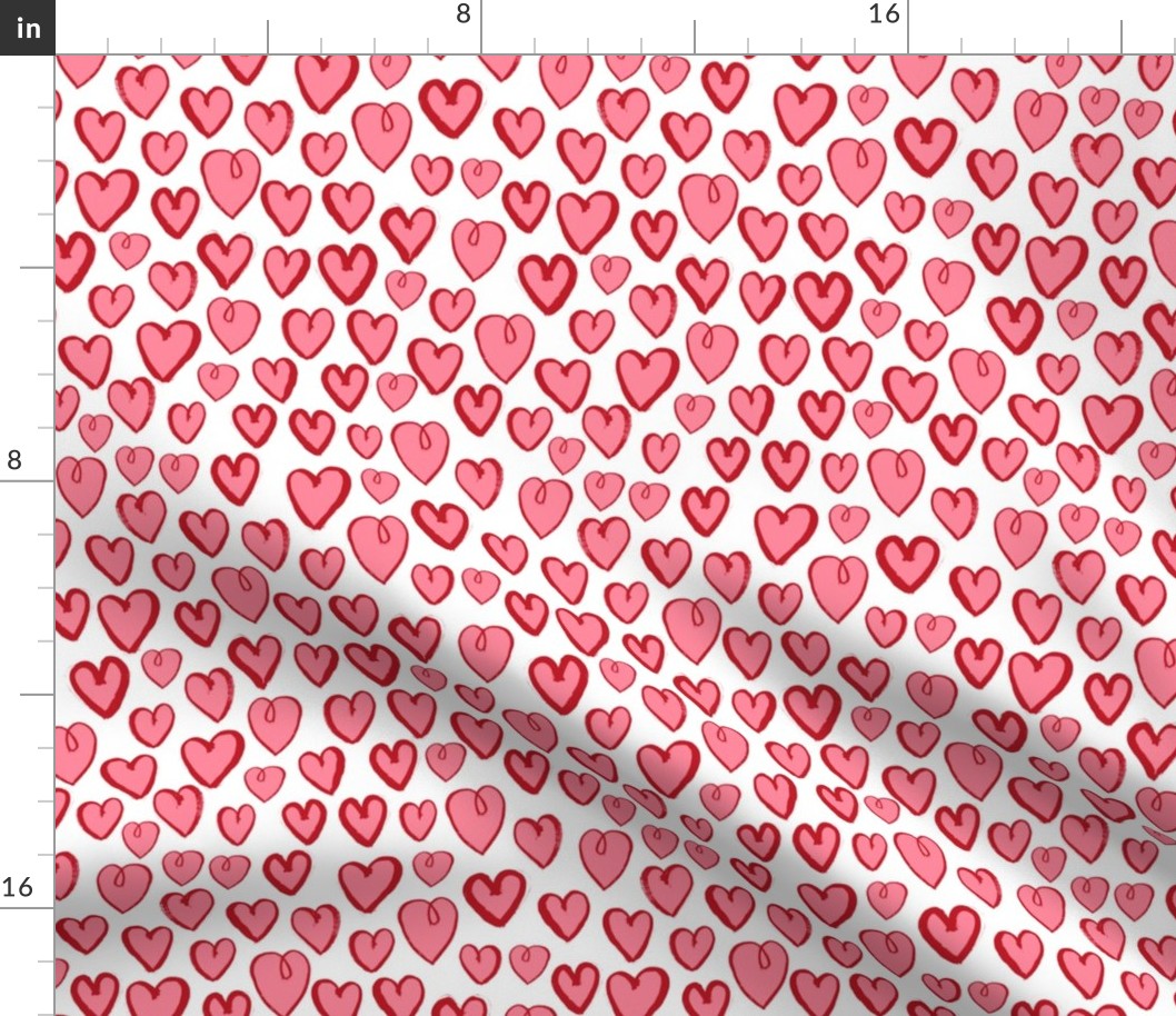 hearts // pink and red hearts fabric love valentines print pattern andrea lauren fabric andrea lauren design cute fabric