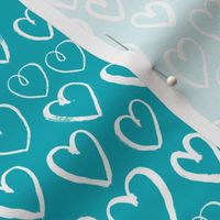 hearts // valentines turquoise hearts fabric heart design cute love hearts blue valentines fabric