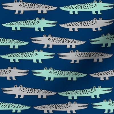 alligator // mint grey navy blue reptiles fabric alligators fabric boys nursery design kids fabric andrea lauren fabric