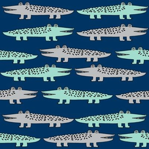 alligator // mint grey navy blue reptiles fabric alligators fabric boys nursery design kids fabric andrea lauren fabric