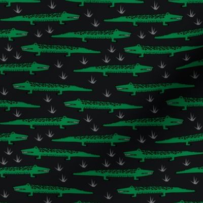 crocodiles // black and green alligator crocodile pattern print fabric andrea lauren fabric reptiles fabric nursery boys animal kids zoo design