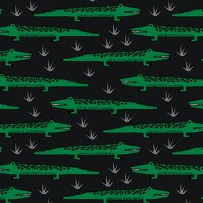 crocodiles // black and green alligator crocodile pattern print fabric andrea lauren fabric reptiles fabric nursery boys animal kids zoo design