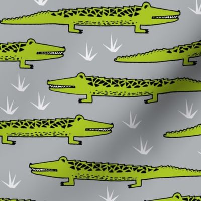 crocodiles // crocodile alligator fabric cute reptiles pattern print andrea lauren fabric andrea lauren design