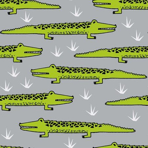 crocodiles // crocodile alligator fabric cute reptiles pattern print andrea lauren fabric andrea lauren design