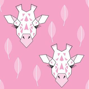 giraffe-and-leaves - bright-pink