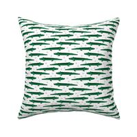 crocodiles // alligator crocodiles fabric green and white alligator crocodiles design reptiles reptile zoo animal nursery boys fabric