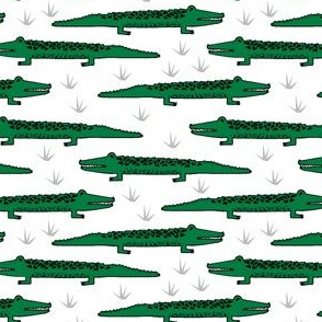 crocodiles // alligator crocodiles fabric green and white alligator crocodiles design reptiles reptile zoo animal nursery boys fabric