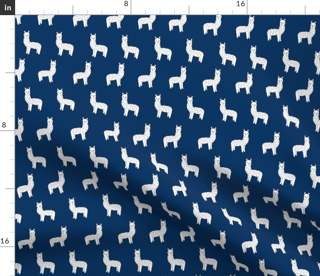 alpaca // navy blue alpaca llama fabric cute navy blue design andrea lauren fabric andrea lauren design alpacas llamas fabric