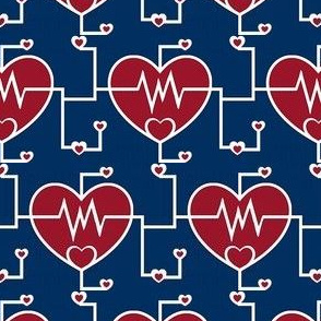 Beat of my Heart / Medical  / Navy Red White  EKG  nurse/doctor cardiac   