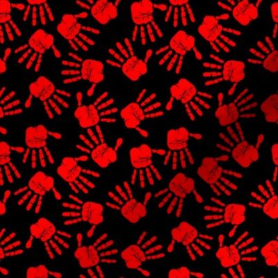 Red Hand Prints on Black Small Print