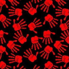 Red Hand Prints on Black Small Print