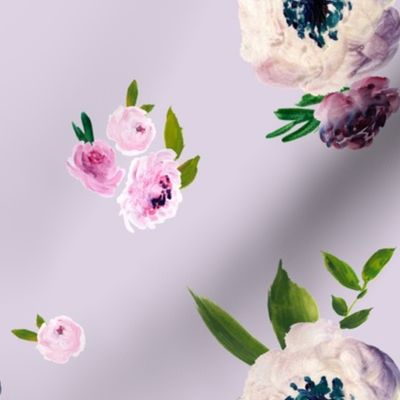 Dark Grey Beauty - Light Florals - Lilac