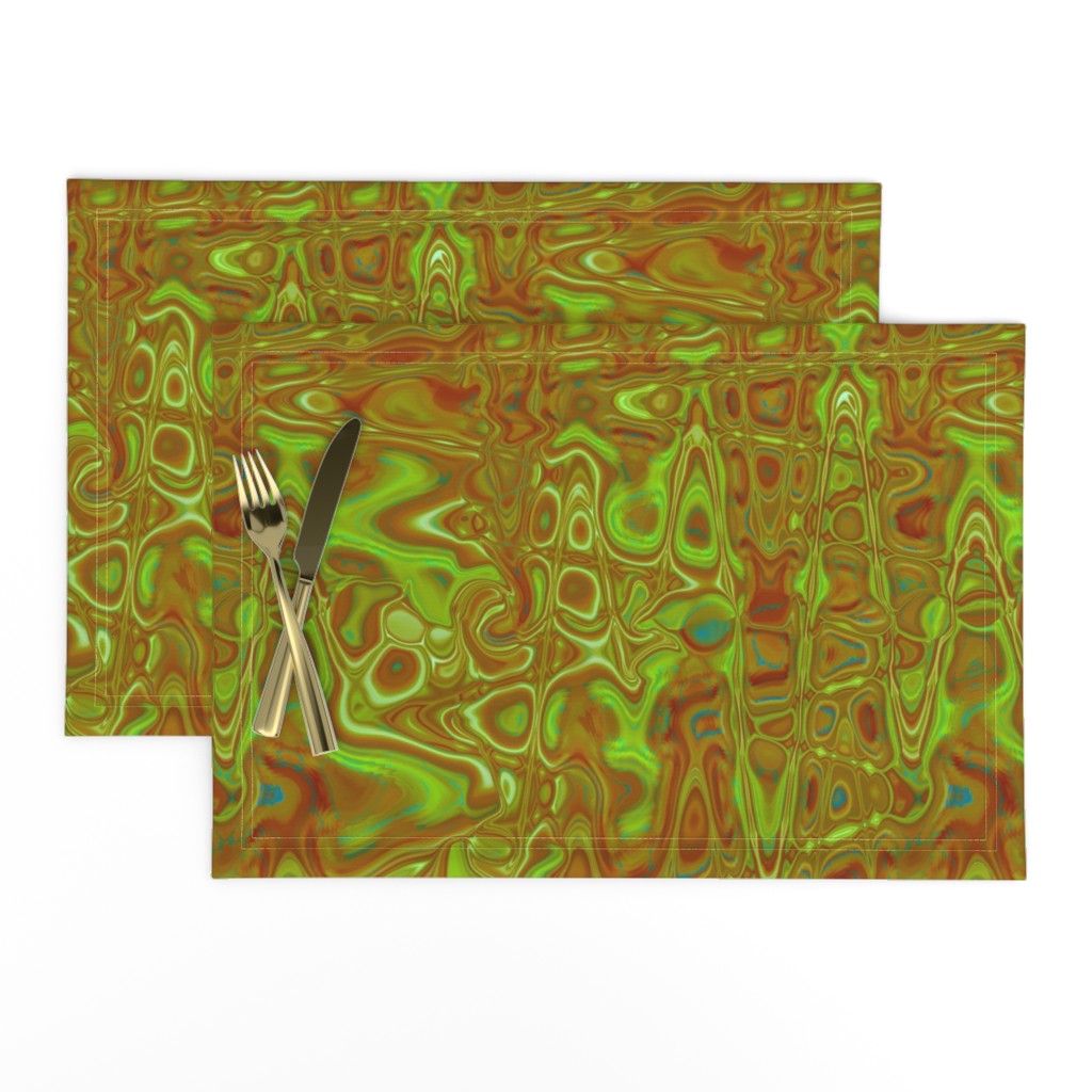 CSMC2 - Zigzags and Bubbles - A Marbled Lava Lamp Texture in Olive -  Lime - Rust