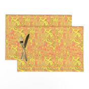 CSMC5 - Zigzags and Bubbles - A Marbled Lava Lamp Texture in Yellow, Orange and Coral - large repeat