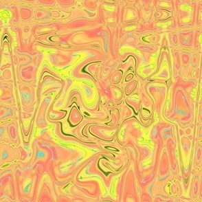 CSMC5 - Zigzags and Bubbles - A Marbled Lava Lamp Texture in Yellow, Orange and Coral - large repeat