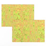 CSMC7 - Zigzags and Bubbles - A Marbled Motion  Lamp Texture in Coral, Orange and Lime - 14 inch repeat on fabric