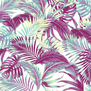 Jungle Floral - White/Grape