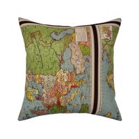 Europe vintage map, colorful, 14 by 18 