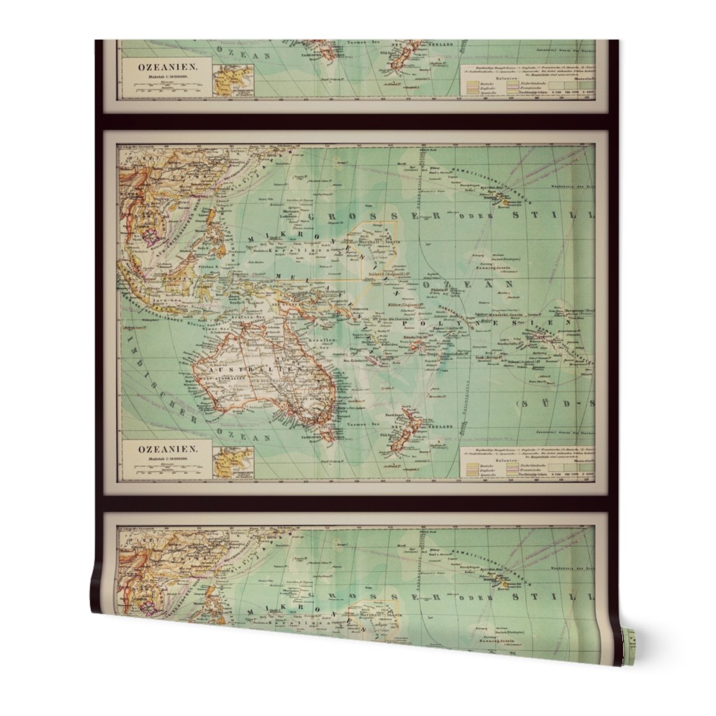 Oceania, Australia vintage map, large