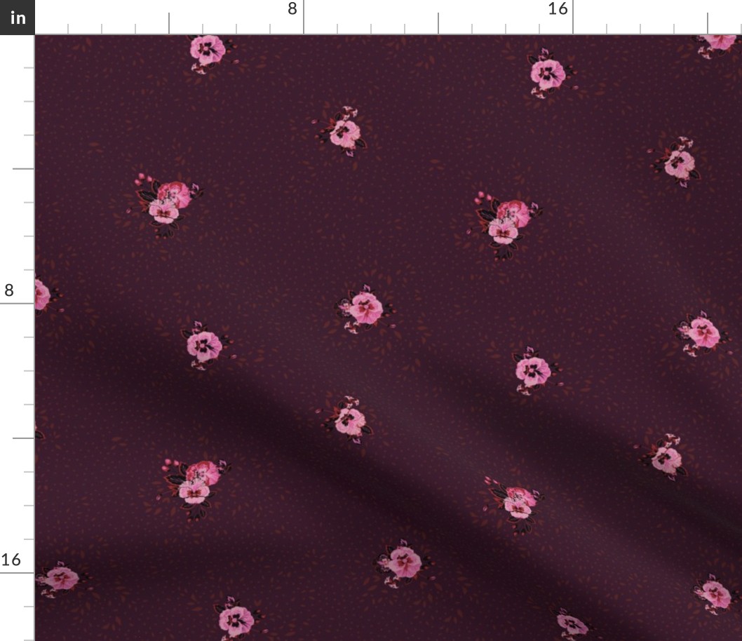 Subtle Ditsy Floral - Aubergine