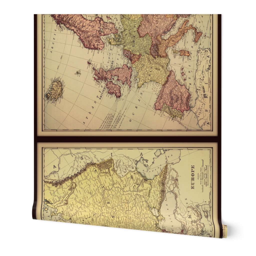 Europe vintage map, muted colors, small