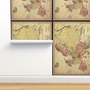 Europe vintage map, muted colors, small