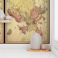 Europe vintage map, muted colors, small