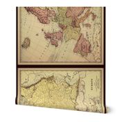 Europe vintage map, muted colors, small