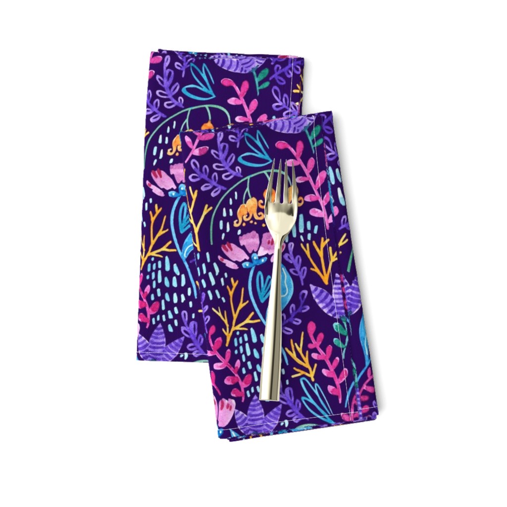 Wonderland Flower Pattern - Purple Background