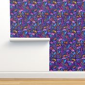 Wonderland Flower Pattern - Purple Background