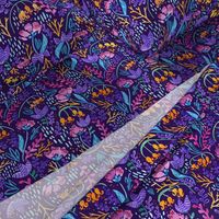 Wonderland Flower Pattern - Purple Background