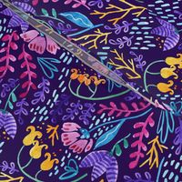 Wonderland Flower Pattern - Purple Background