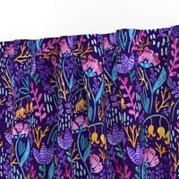 Wonderland Flower Pattern - Purple Background