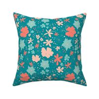 Spring Flowers | Teal Coral