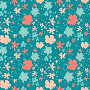 Spring Flowers | Teal Coral