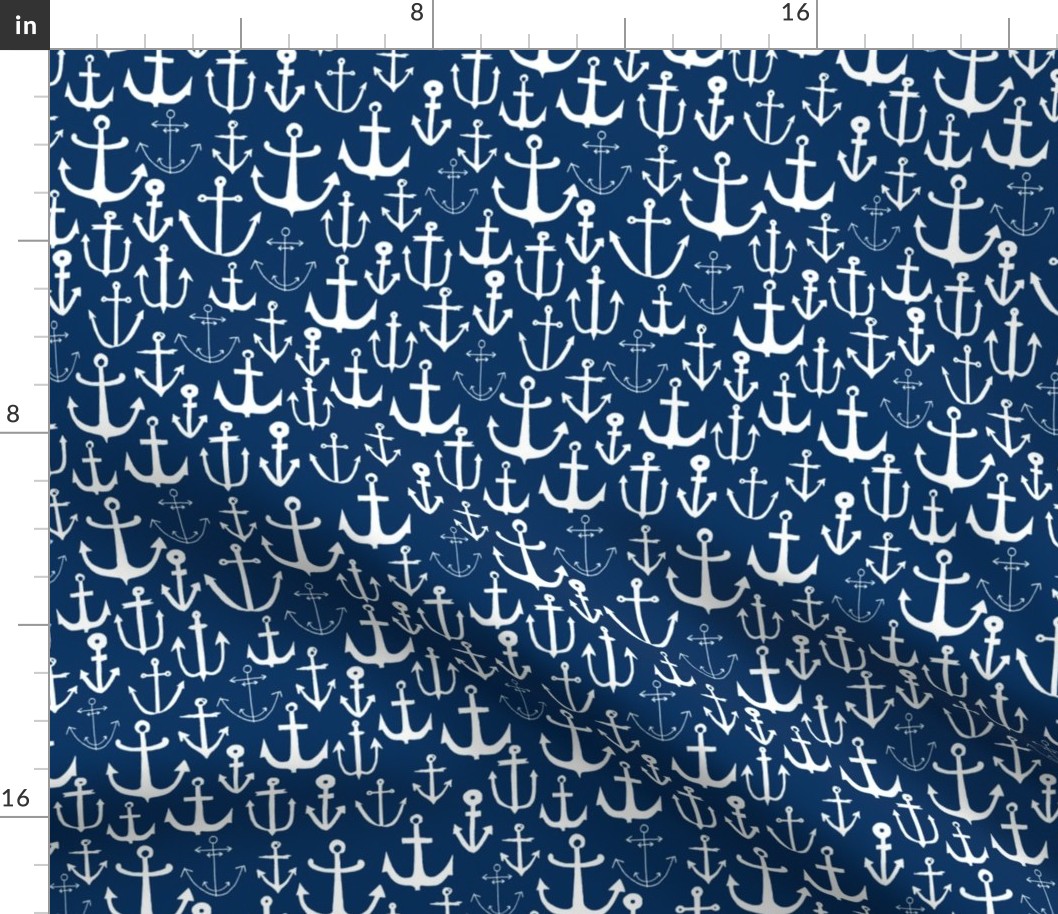 anchors // navy blue anchor fabric nautical fabric kids summer print nautical decor print