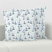 anchors // mint navy and grey anchor fabric nautical design baby kids summer print andrea lauren fabric andrea lauren design